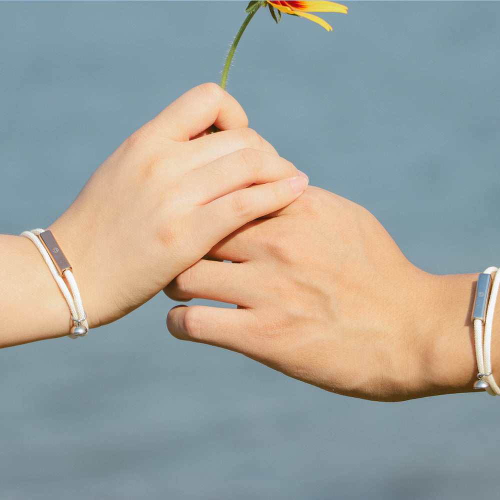 Personalized Braided Rope Couple Engraving Bracelet
