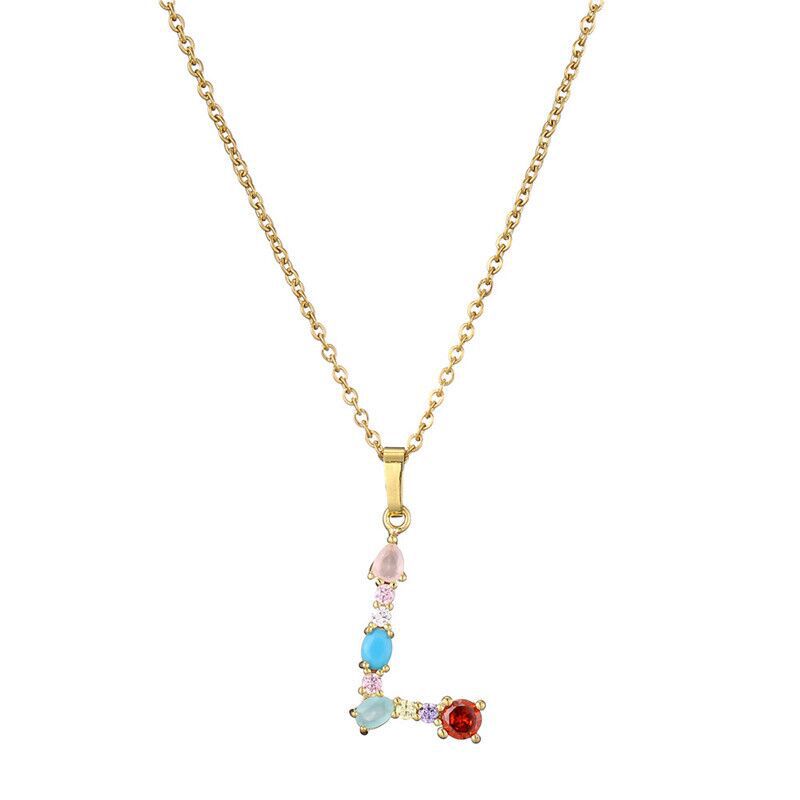 Collier avec lettres en pierres précieuses