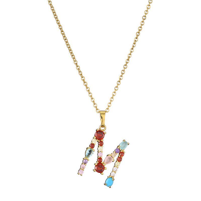 Collier avec lettres en pierres précieuses