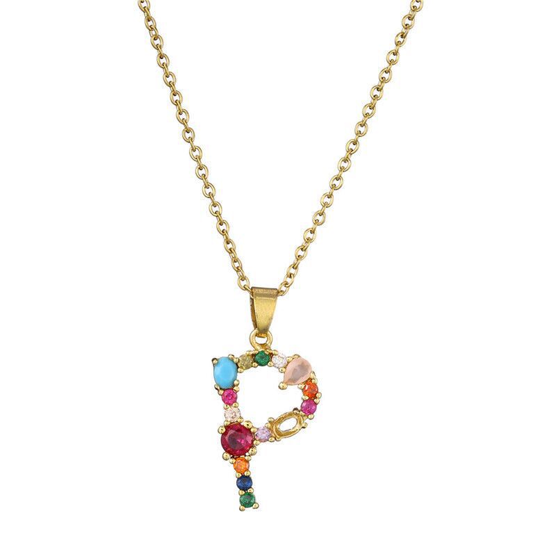 Collier avec lettres en pierres précieuses