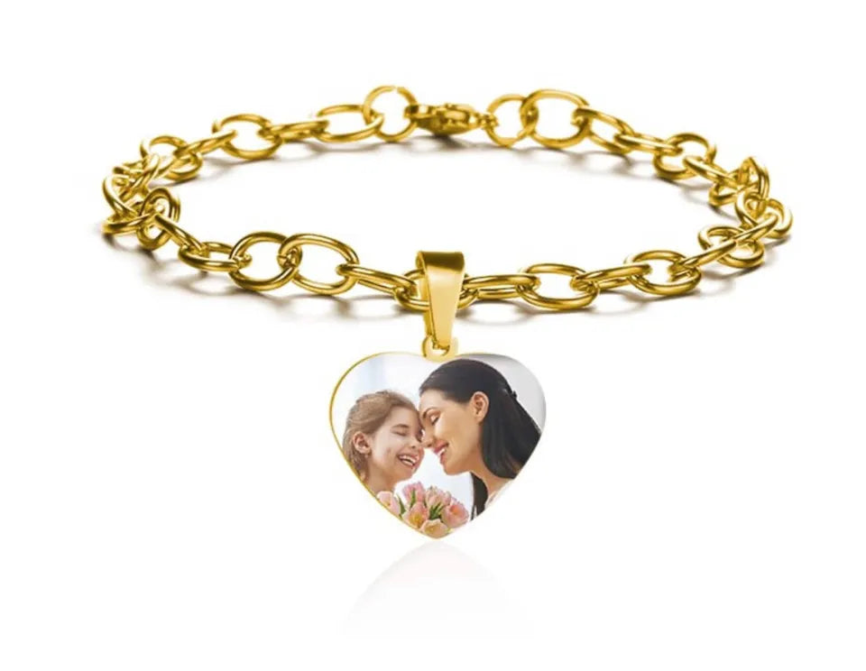 Personalized Heart Color Photo Bracelet
