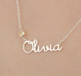 Custom Birthstone Name Necklace