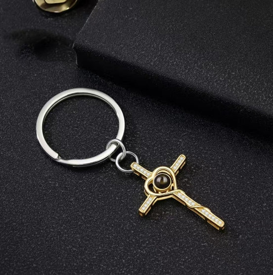 Personalized Photo Custom Cross Keychain