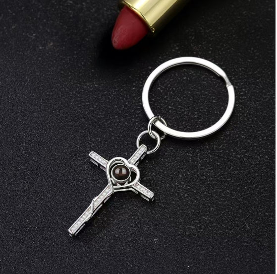 Personalized Photo Custom Cross Keychain