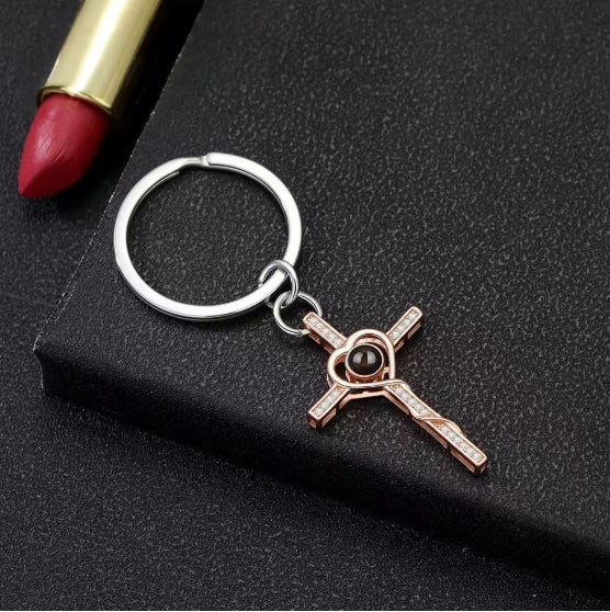 Personalized Photo Custom Cross Keychain
