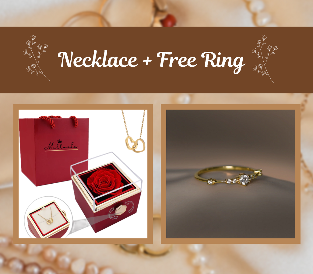 Personalized Lettering Double Heart Necklace with Rotatable Luxury Gift Box
