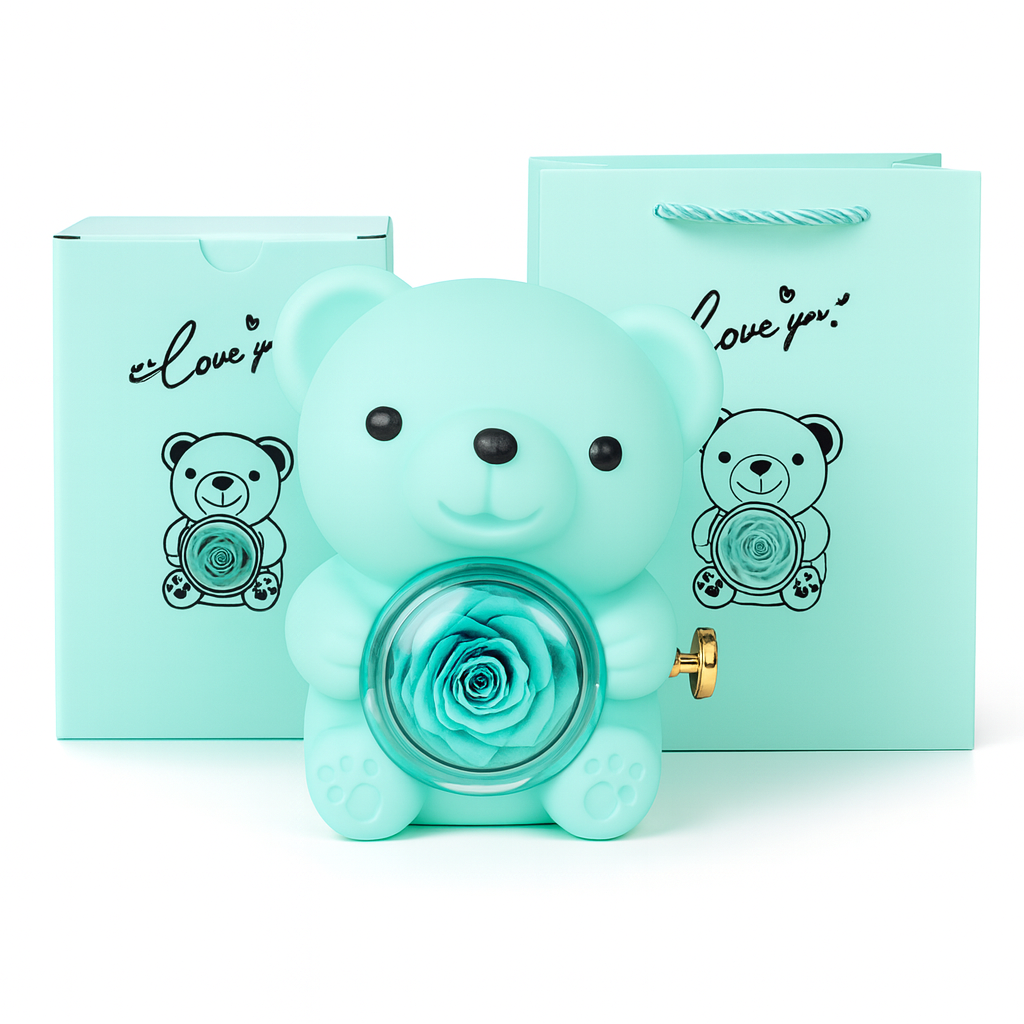 Coffret cadeau romantique Ours en roses éternelles