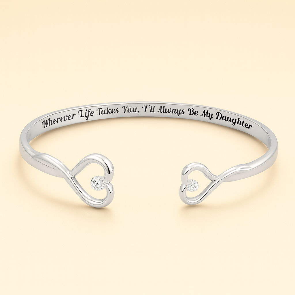 Personalized Double Hearts Engraved Words Bracelet