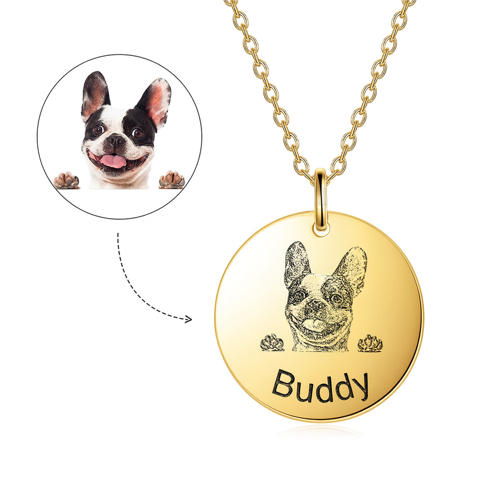 Personalized Pet Portrait Name Necklace