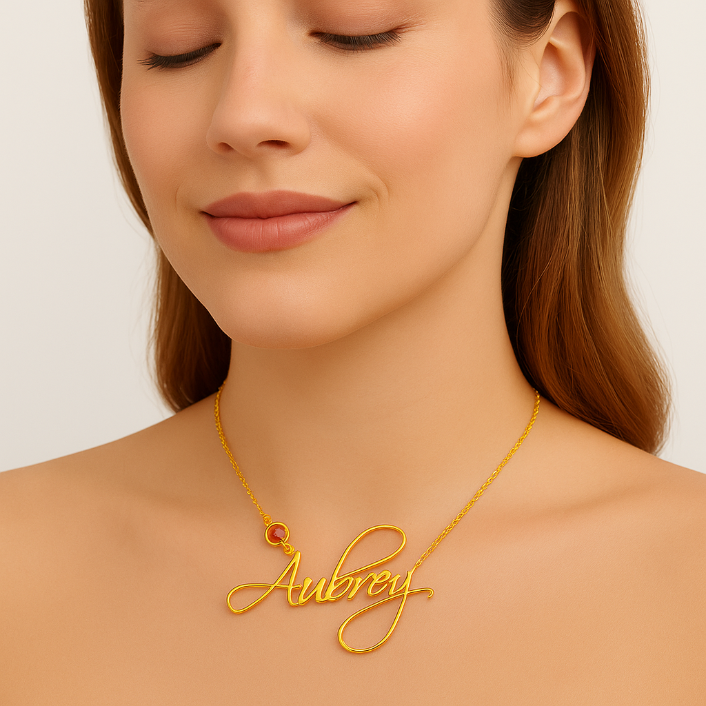 Custom Birthstone Name Necklace