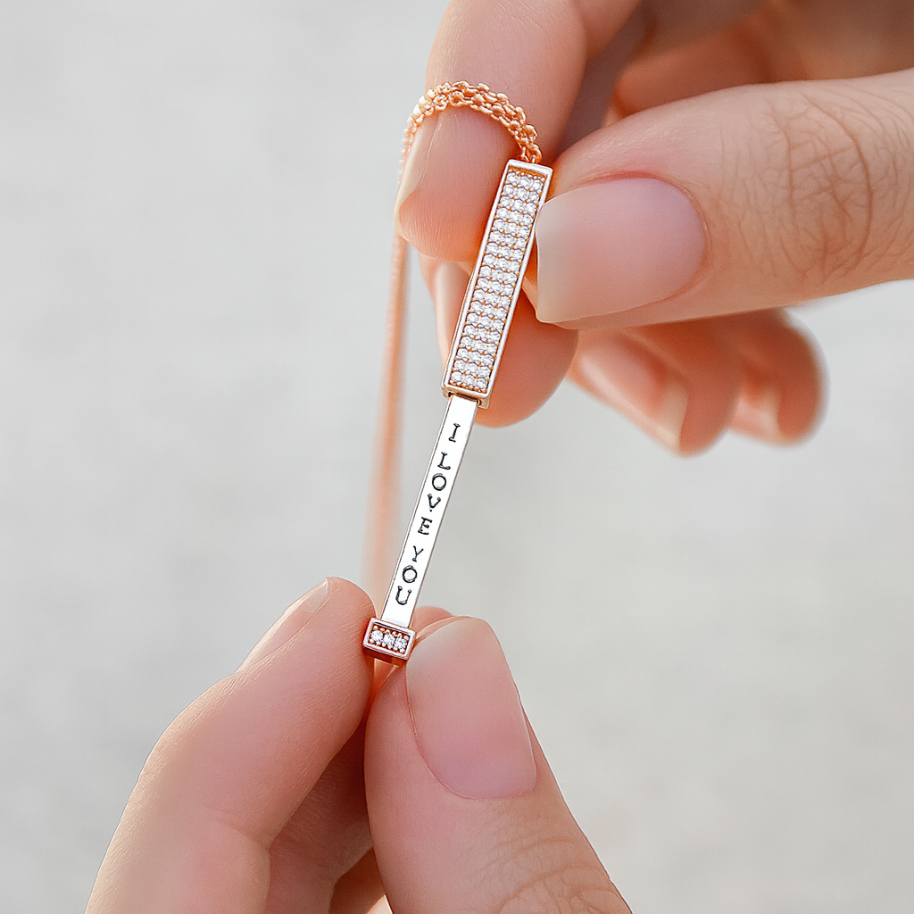 Hidden "I Love You" Message Diamond Necklace