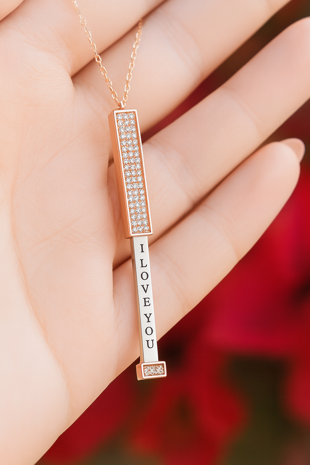 Hidden "I Love You" Message Diamond Necklace