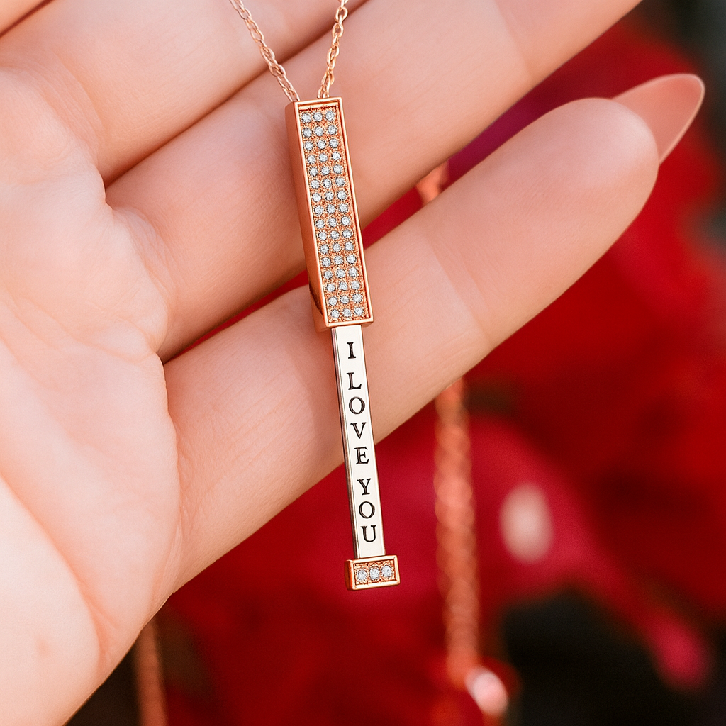 Hidden "I Love You" Message Diamond Necklace