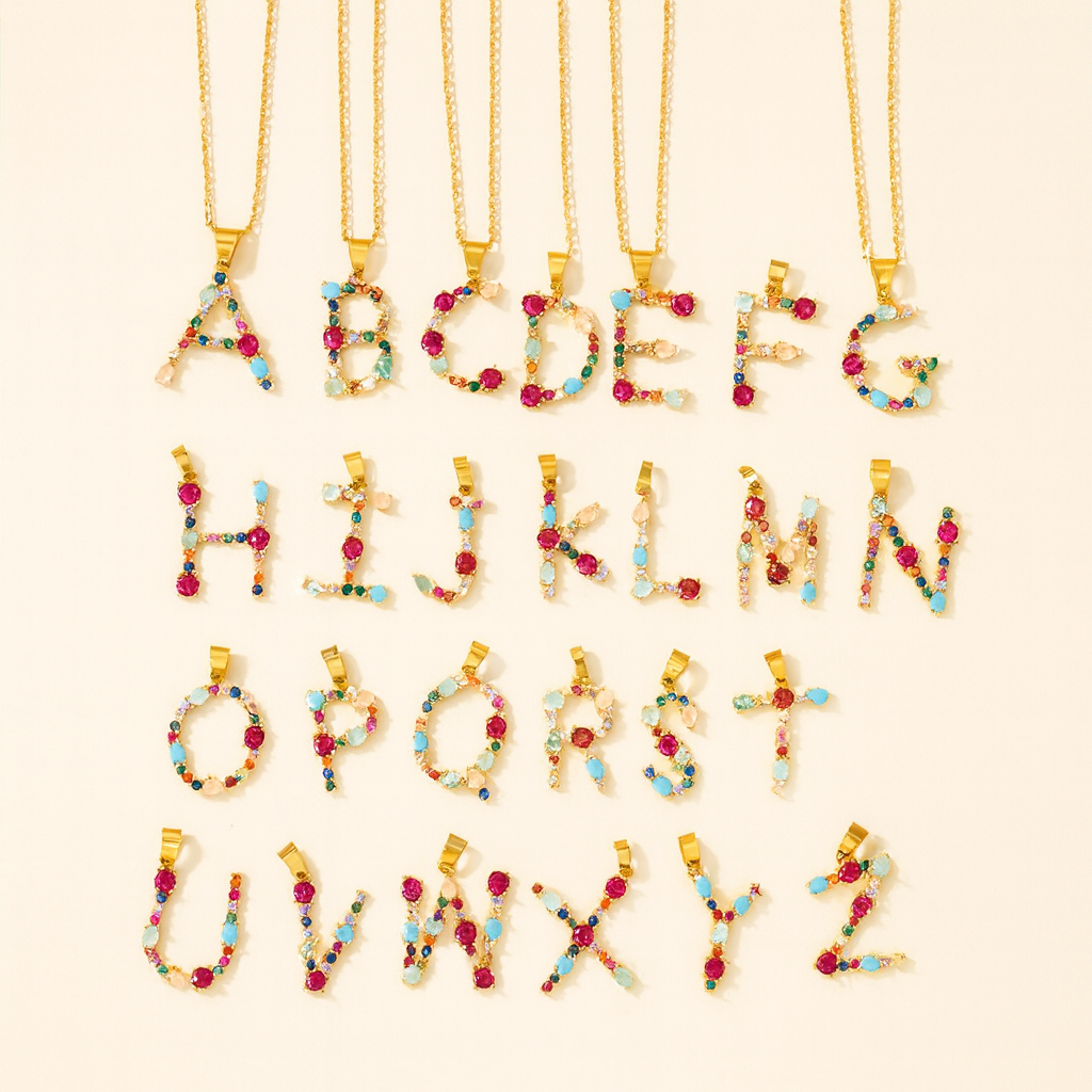 Gemstone Letter Necklace