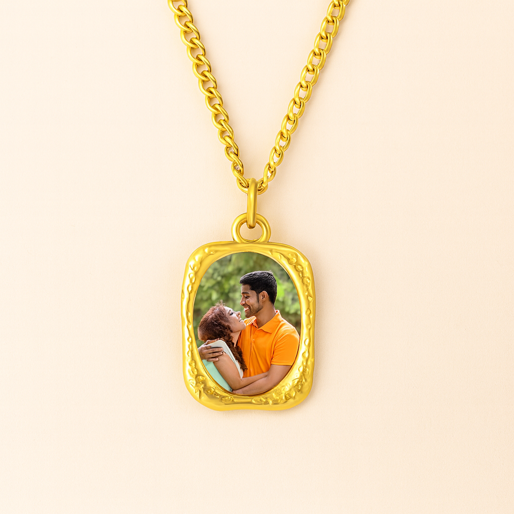 Personalized Elliptical Heat-Activated Magic Necklace with Hidden Picture