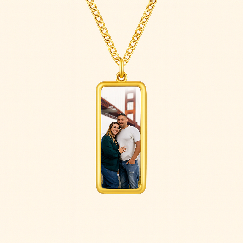 Collier magique rectangulaire personnalisé activé par la chaleur avec image cachée